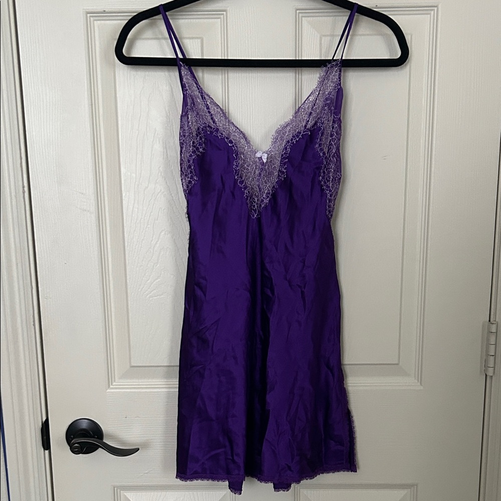 Victoria Secret Elegant Purple Lace Trim Chemise